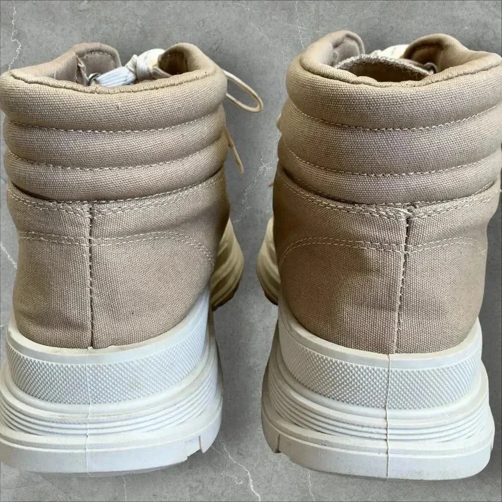 MIA Ace Canvas Lace Up High Top Sneakers Ankle Shoes Women Size 8M Sand Lug Sole - Picture 5 of 15